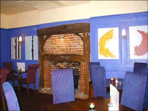 Interior with renovated firplace