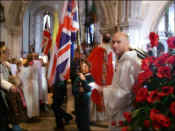 Josh Dorrington carries the Union Jack